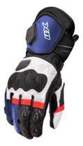 Luva X11 Racer 2 Esportivo Azul Vermelho Couro Proteção