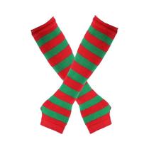 Luvas Clássicas Rosa, Pretas E Brancas Listradas Sem Dedos, Compridas, Aquecedoras, De Tricô Com