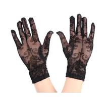 Luvas Curtas Transparentes De Renda Rosa Sexy Para Mulheres Para Halloween Cosplay Performance De
