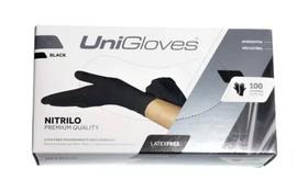 Luvas da Unigloves Nitrílicas Cor Preta - Tamanho G - 100 unidades