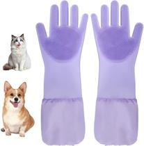 Luvas de banho para cães ROBATUN, silicone, comprimento estendido, roxas