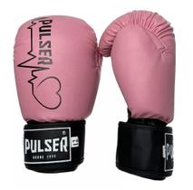 Luvas de Boxe Muay Thai 10 Oz Rosa Claro Pulsação Preto Pro Pulser