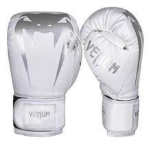 Luvas de Boxe Muay Thai Giant Full Logo Pro White Silver Venum