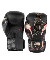 Luvas de boxe Venum Elite Evo pretas, douradas e vermelhas para adultos