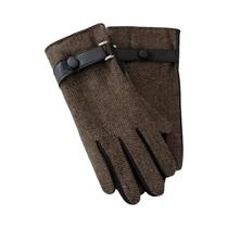 Luvas De Ciclismo Masculinas Clássicas De Lã Xadrez Britânica Com Retalhos De Couro E Isolamento De