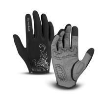 Luvas De Ciclismo Masculinas Pretas Com Tela Sensível Ao Toque E Dedos Inteiros, Respiráveis Para