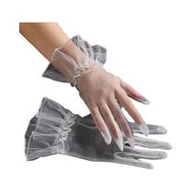 Luvas De Condução Femininas Pretas De Malha Fishnet Com Dedos Completos E Renda, Proteção UV, Moda