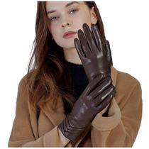 Luvas de condução GSG Women Leather Touchscreen Winter Brown 8 Luvas de condução GSG Women Leather Touchscreen Winter Brown 8