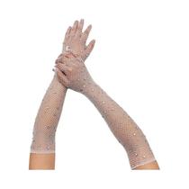 Luvas De Cosplay Em Rede Com Strass Para Mulheres, Pretas, Brancas E Vermelhas, Luvas Longas De