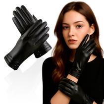 Luvas De Couro Feminina Com Lã Interna Carneiro Frio Inverno