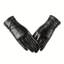 Luvas De Couro Femininas Com Tela Sensível Ao Toque Forradas Com Fleece Macio Estilosas Quentes