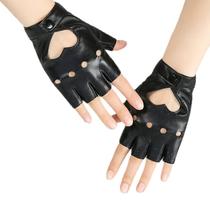 Luvas de couro PU pretas sem dedos de 12 cm Lolita Dance Nightclub