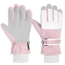 Luvas de Esqui Impermeáveis de Inverno para Crianças MoKo Rosa Branco M