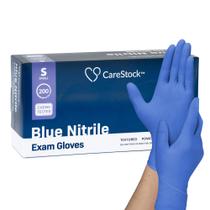 Luvas de exame de nitrilo azul CareStock, 200 unidades, pequenas, sem pó Luvas de exame de nitrilo azul CareStock, 200 unidades, pequenas, sem pó