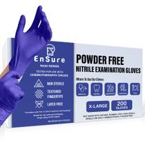 Luvas de exame de nitrilo descartáveis Ensure 200 unidades e 3 mL GG