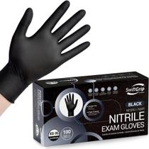 Luvas de exame de nitrilo descartáveis SwiftGrip Black 100 ct Box