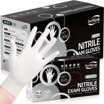 Luvas de exame de nitrilo SwiftGrip, 3 mil, grandes, brancas, 1000 unidades