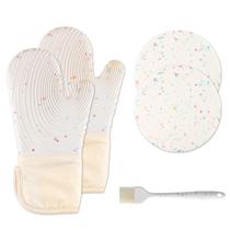 Luvas de forno de estilo nórdico de silicone e algodão doce branco