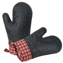 Luvas de forno de estilo nórdico de silicone e algodão doce cinza
