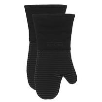 Luvas de forno totalmente revestidas de silicone resistentes ao calor, 500C, pacote com 2 unidades, pretas Luvas de forno totalmente revestidas de silicone resistentes ao calor, 500C, pacote com 2 unidades, pretas