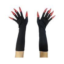 Luvas De Garra De Fantasma Vermelhas Longas Para Halloween, Cosplay E Fantasia Luvas Modernas Para