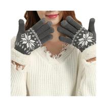 Luvas De Inverno Femininas Em Cashmere Grosso, Tricotadas Com Estampa De Floco De Neve, Luvas De Luvas De Inverno Femininas Em Cashmere Grosso, Tricotadas Com Estampa De Floco De Neve, Luvas De