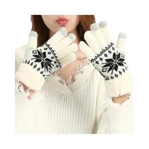 Luvas De Inverno Femininas Em Cashmere Grosso, Tricotadas Com Padrão De Floco De Neve, Luvas De Luvas De Inverno Femininas Em Cashmere Grosso, Tricotadas Com Padrão De Floco De Neve, Luvas De