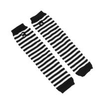 Luvas De Inverno Femininas Tricotadas Com Listras, Mangas Longas Sem Dedos, Aquecedores De Mãos,