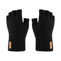 Luvas De Inverno Masculinas De Meio Dedo Em Tricô, Quentes, Elásticas E Grossas Para Escritório,