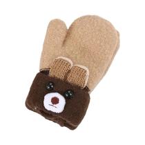 Luvas De Inverno Para Bebês, Meninos E Meninas, Desenho Animado De Urso Fofo, Lã Tricotada, Camada