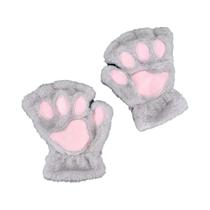 Luvas De Inverno Para Meninas, Espessas E Fofas, Com Design De Patas De Urso, Luvas Abertas Com