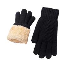 Luvas De Inverno Para Meninos E Meninas, Cor Pura, Veludo De Cordeiro, Macio E Quente, Camada Dupla,