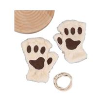 Luvas De Inverno Para Mulheres Em Forma De Patinha De Urso, Sem Dedos, Fluffy, Para Presentes E