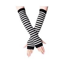 Luvas De Inverno Sem Dedos Em Tricô Listradas Góticas Femininas, Moda Clássica Oversleeve