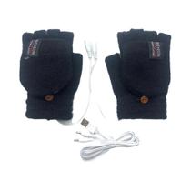 Luvas De Inverno Unissex Com Aquecimento USB, Dedos Completos Ou Meio Dedo, Cor Pura, Luvas Térmicas