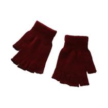 Luvas De Inverno Unissex Quentes De Tricô Com Dedos Cortados, Pretas E Cinzas, Luvas Elásticas Sem