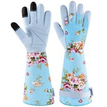 Luvas de jardinagem WANCHI Long para mulheres Thorn Proof Blue S