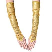 Luvas de lantejoulas douradas com gancho de dedo compridas para mulheres Gatsby da década de 1920 Luvas de lantejoulas douradas com gancho de dedo compridas para mulheres Gatsby da década de 1920