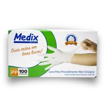 Luvas de Látex Sem Pó Descartáveis 100 Unidades PP Medix Luvas de Látex Sem Pó Descartáveis 100 Unidades PP Medix