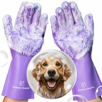 Luvas de lavagem para cães Bubble Hands Silicone Reutilizáveis Roxas