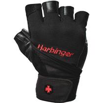 Luvas de levantamento de peso Harbinger Pro Wristwrap em couro preto