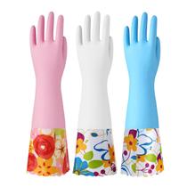 Luvas de limpeza de borracha Bamllum com forro de algodão de 16 cm de comprimento