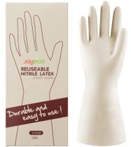 Luvas de limpeza JOYECO, borracha reutilizável, 3 pares, brancas, médias Luvas de limpeza JOYECO, borracha reutilizável, 3 pares, brancas, médias