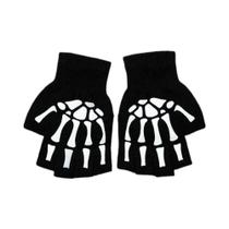 Luvas De Malha Com Dedos Abertos Para Meninos, Estampa De Caveira De Halloween, Quentes Para Outono Luvas De Malha Com Dedos Abertos Para Meninos, Estampa De Caveira De Halloween, Quentes Para Outono