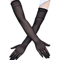 Luvas de malha preta comprida para mulheres de 55 cm, elegantes para noites Luvas de malha preta comprida para mulheres de 55 cm, elegantes para noites