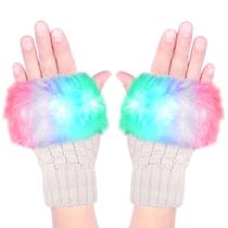 Luvas de malha sem dedos Glow Blink Fur Luwint LED para festa Luvas de malha sem dedos Glow Blink Fur Luwint LED para festa