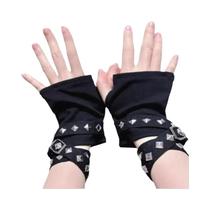 Luvas De Manga Unissex Pretas Com Corrente De Rebites Estilo Y2K Hip Hop Para Adolescentes - Luvas De Manga Unissex Pretas Com Corrente De Rebites Estilo Y2K Hip Hop Para Adolescentes -