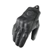 Luvas De Motocicleta Retro Em Couro Genuíno Preto Respirável Para Todas as Estações Corrida De Moto