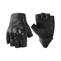 Luvas De Motocicleta Unissex Em Couro De Cabra Sem Dedos Para Verão, Luvas De Motocross De Meio Dedo