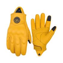 Luvas De Motocicleta Vintage Unissex Em Couro Legítimo, À Prova De Vento, Com Tela Sensível Ao Luvas De Motocicleta Vintage Unissex Em Couro Legítimo, À Prova De Vento, Com Tela Sensível Ao
